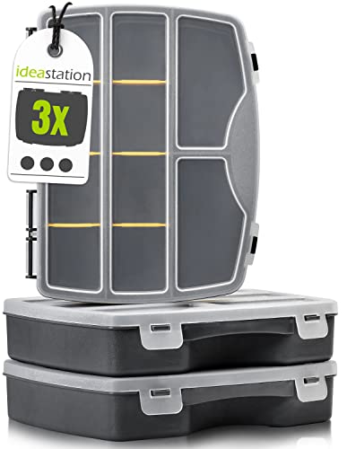 idea-station Sortierkasten 3 Stück / 19 x 15 cm - anthrazit - Organizer Box mit transparentem Deckel - Sortierboxen für Kleinteile, Bastel-Material, Bügelperlen, Schrauben, Spielzeug idea-station Sortierkasten 3 Stück / 19 x 15 cm - anthrazit - Organizer Box mit transparentem Deckel - Sortierboxen für Kleinteile, Bastel-Material, Bügelperlen, Schrauben, Spielzeug von idea-station