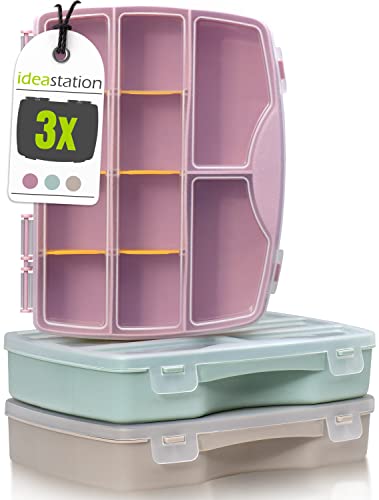 idea-station Sortierkasten 3 Stück / 19 x 15 cm - pastell - Organizer Box mit transparentem Deckel - Sortierboxen für Kleinteile, Bastel-Material, Bügelperlen, Schrauben, Spielzeug idea-station Sortierkasten 3 Stück / 19 x 15 cm - pastell - Organizer Box mit transparentem Deckel - Sortierboxen für Kleinteile, Bastel-Material, Bügelperlen, Schrauben, Spielzeug von idea-station