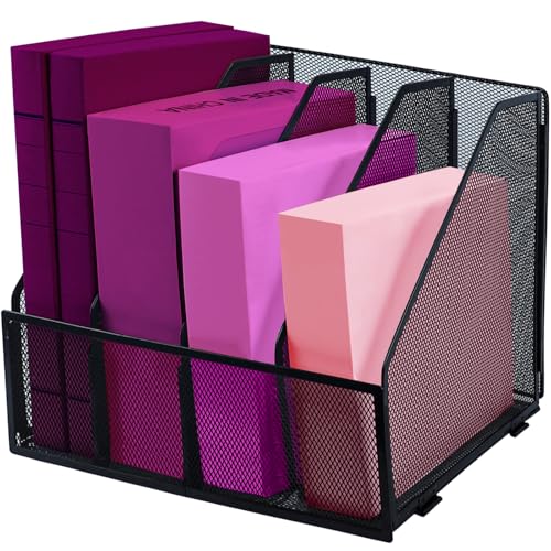 ideallife 4 Fächer Stehsammler A4 aus Metall, Zeitschriften und Mappen bis Format A4, Ablage für Dokumente Hefte, Archivbox, Zeitschriftenhalter für Heim, Büro & Schule – Schwarz von ideallife