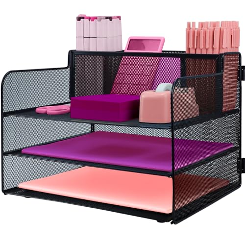 ideallife Briefablage mit 3 Ebenen, Metallgitter Schreibtisch-Organizer mit verschiebbaren Ablagen, Papiersortierer, Schreibtisch für Zuhause, Büro, Schule, Schwarz ideallife Briefablage mit 3 Ebenen, Metallgitter Schreibtisch-Organizer mit verschiebbaren Ablagen, Papiersortierer, Schreibtisch für Zuhause, Büro, Schule, Schwarz von ideallife