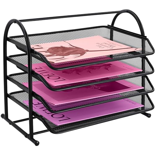 ideallife Briefablagen 4 Ebenen - Dokumentenablage Metall Desk Organizer - Metall Ablage Ablagefächer für A4 Dokument - Büro Schreibtisch Ablage mit 4 Schubladen I Papier Ablagefächer A4 von ideallife