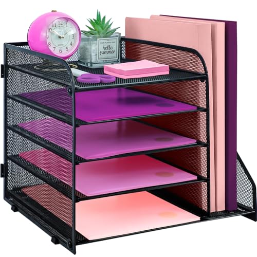 ideallife Schreibtisch Organizer Ablage aus Metall, 5 Ebenen Papier Briefablage mit Aktenhalter, Mesh Schreibtisch Akten Organizer mit Zeitschriftenhalter für Büro Dokumentenablage ideallife Schreibtisch Organizer Ablage aus Metall, 5 Ebenen Papier Briefablage mit Aktenhalter, Mesh Schreibtisch Akten Organizer mit Zeitschriftenhalter für Büro Dokumentenablage von ideallife