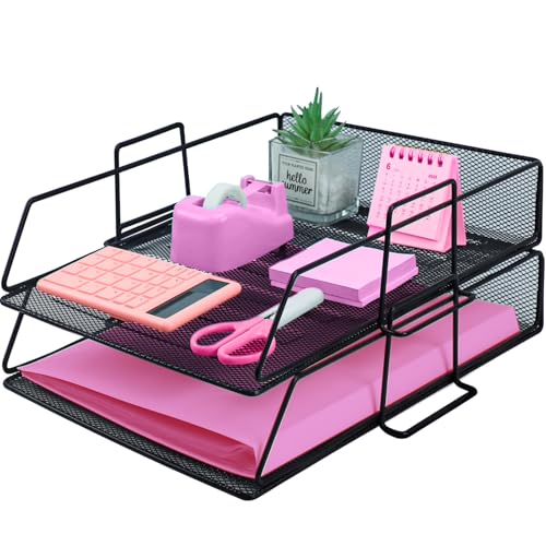 ideallife Stapelbare Briefablage aus Metall, Schwarz Schreibtisch Organizer mit 2 Dokumentenablage, Mesh Schreibtischablage für A4 Dokument, Büroablage, Postkörbe ideallife Stapelbare Briefablage aus Metall, Schwarz Schreibtisch Organizer mit 2 Dokumentenablage, Mesh Schreibtischablage für A4 Dokument, Büroablage, Postkörbe von ideallife