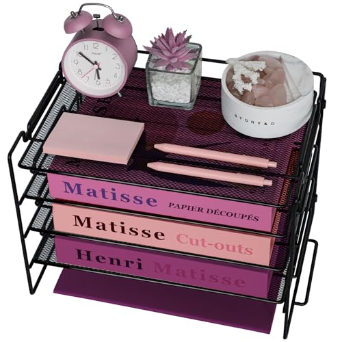 ideallife Stapelbare Briefablage aus Metall, Schwarz Schreibtisch Organizer mit 4 Dokumentenablage, Mesh Schreibtischablage für A6 Dokument, Büroablage, Postkörbe ideallife Stapelbare Briefablage aus Metall, Schwarz Schreibtisch Organizer mit 4 Dokumentenablage, Mesh Schreibtischablage für A6 Dokument, Büroablage, Postkörbe von ideallife