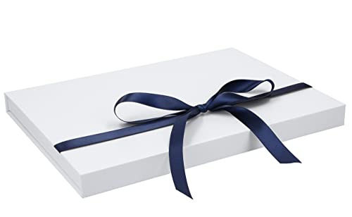 Magnetbox (A4) 30x21x2cm mit Geschenkband hochwertige Geschenkverpackung für Geburtstag, Weihnachten, Hochzeit Geschenke Schachtel, Artikel Farbe:weiß matt von ideas in boxes