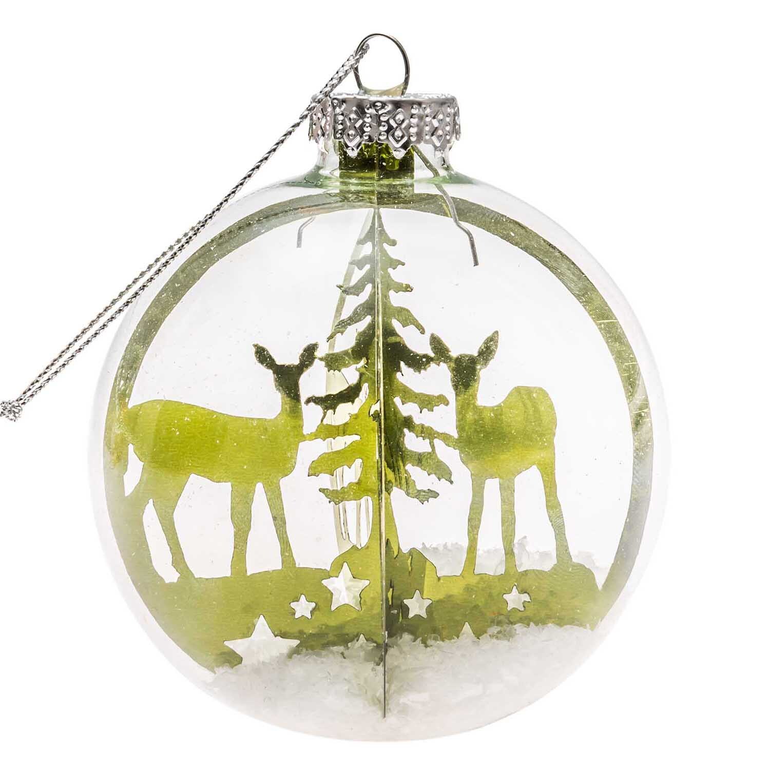 3D-Baumschmuck Rehe im Schnee grün 8cm von idee. Creativmarkt