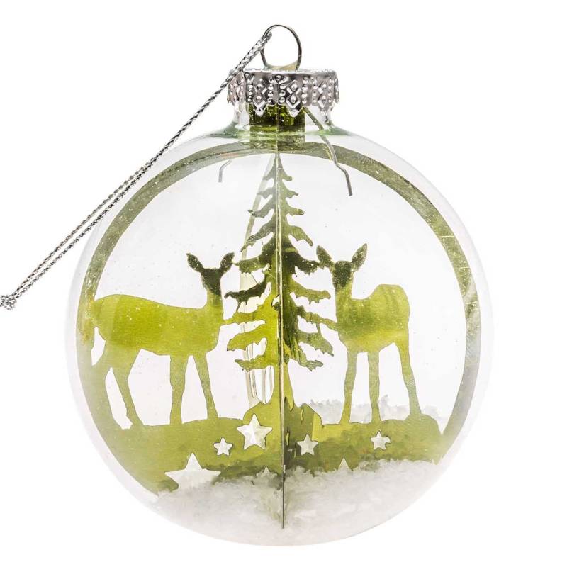 3D-Baumschmuck Rehe im Schnee grün 8cm von idee. Creativmarkt
