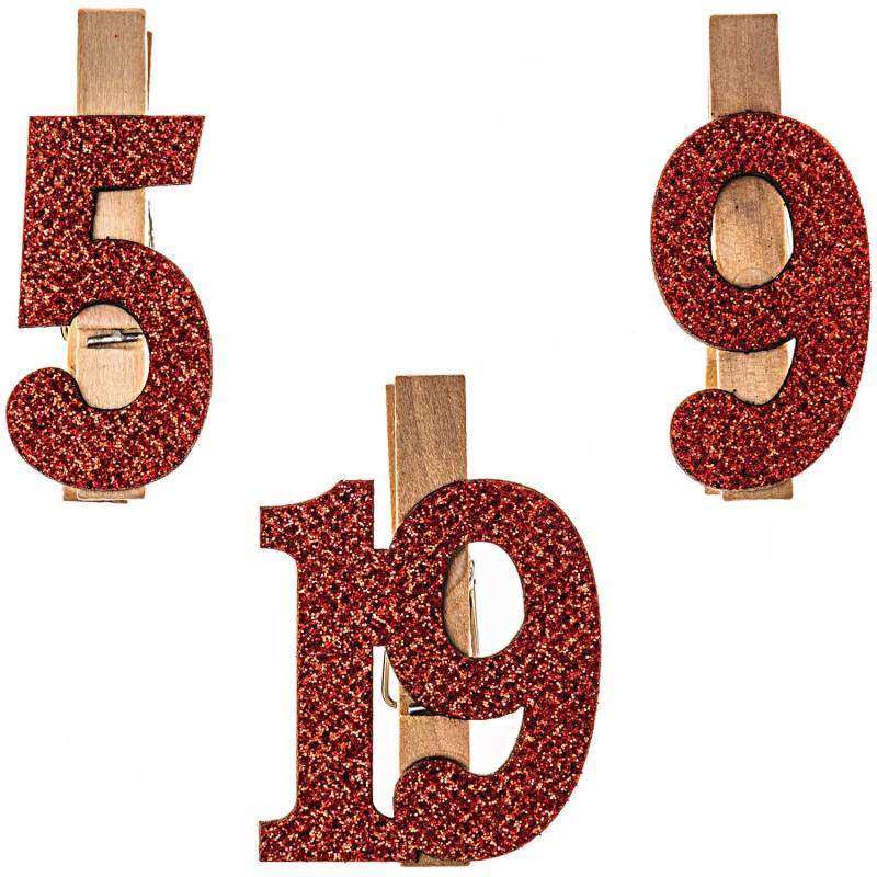Adventskalenderzahlen am Clip 1-24 rot Adventskalenderzahlen am Clip 1-24 rot von idee. Creativmarkt