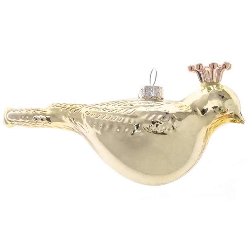 Baumschmuck Vogel mit Krone 12cm gold von idee. Creativmarkt