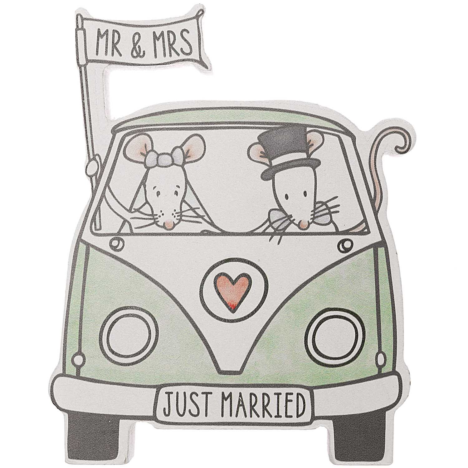 Deko-Ständer Just Married mehrfarbig Holz 15x12cm von idee. Creativmarkt