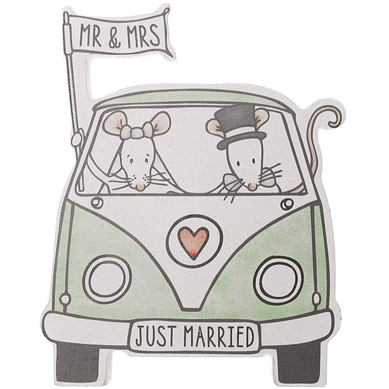 Deko-Ständer Just Married mehrfarbig Holz 15x12cm von idee. Creativmarkt