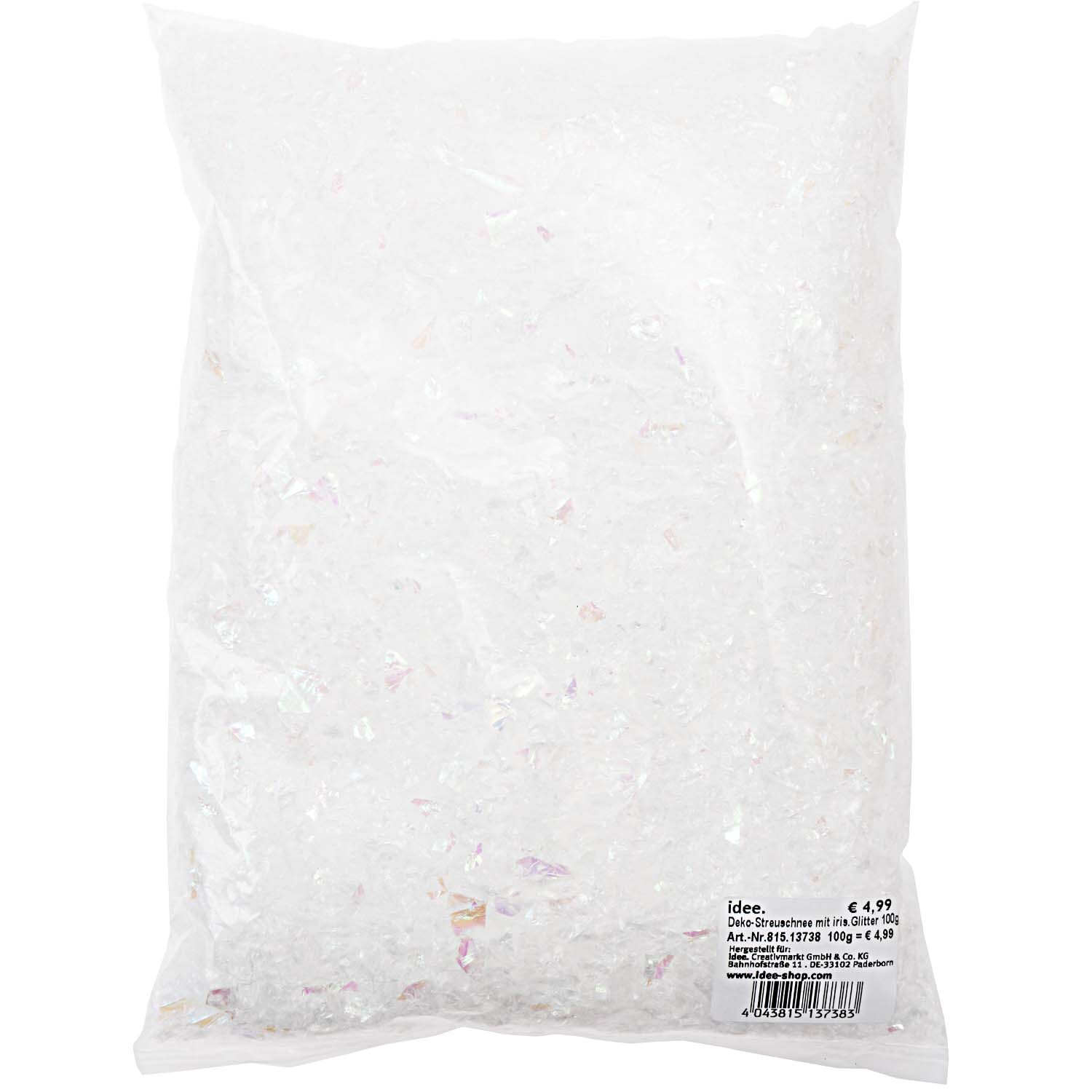 Deko-Streuschnee mit irisierendem Glitter 100g Deko-Streuschnee mit irisierendem Glitter 100g von idee. Creativmarkt