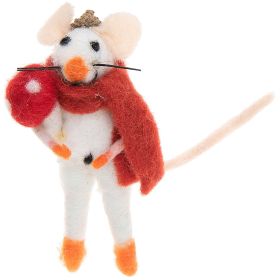 Filz-Maus mit Pilz weiß-rot 11cm Filz-Maus mit Pilz weiß-rot 11cm von idee. Creativmarkt