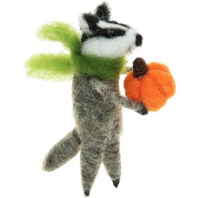 Filz-Stinktier mit Kürbis mehrfarbig 9cm von idee. Creativmarkt