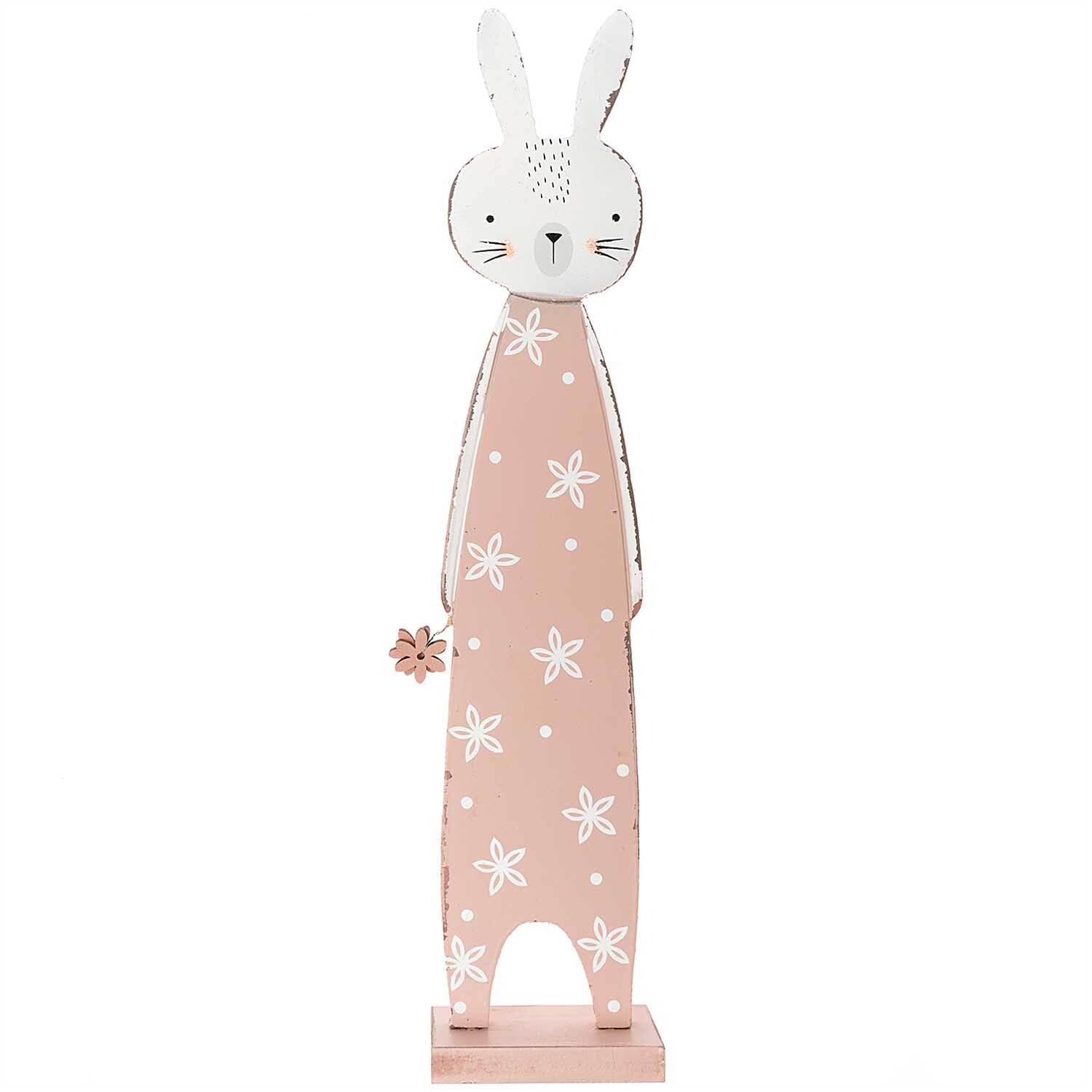 idee. Creativmarkt Hase zum Stellen Holz rosa-weiß 36x8cm von idee. Creativmarkt