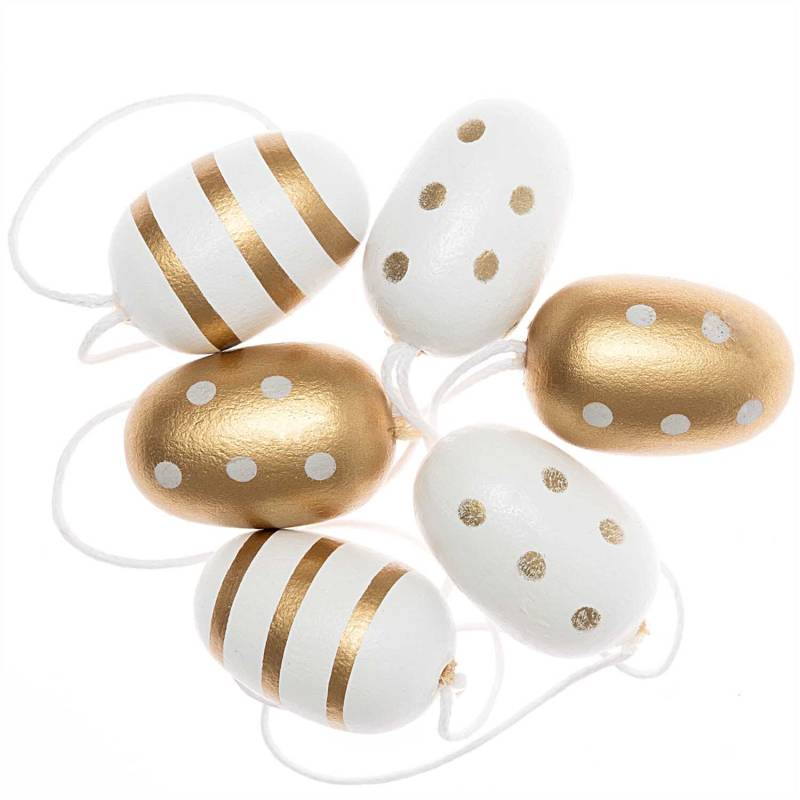 idee. Creativmarkt Holzhänger Ei gold-weiß 3cm 6 Stück von idee. Creativmarkt
