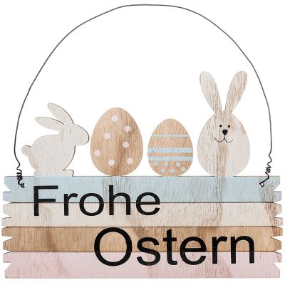 Holzschild Frohe Ostern mehrfarbig 21cm von idee. Creativmarkt