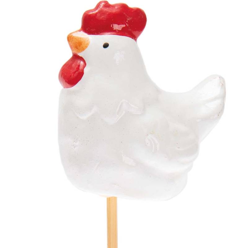 idee. Creativmarkt Pick Huhn/Henne weiß-rot Keramik 19,5cm von idee. Creativmarkt