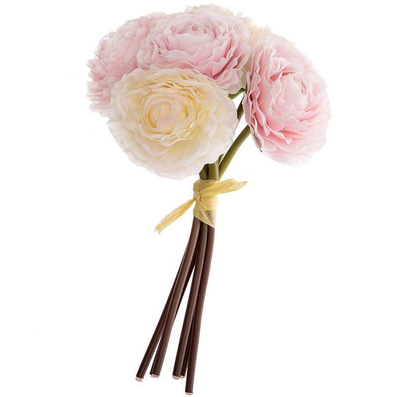 Ranunkelbund mit 6 Blüten rosa-weiß 22cm von idee. Creativmarkt