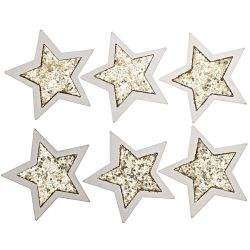 Sterne zum Kleben weiß-gold-glitter 5cm 6 Stück von idee. Creativmarkt