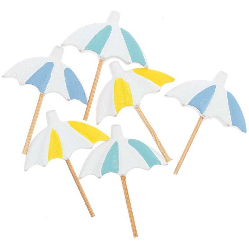 Streu Sonnenschirm blau-gelb-weiß 4cm 6 Stück von idee. Creativmarkt