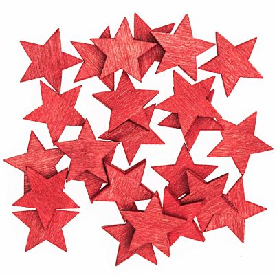 Streu Sterne rot 2cm Holz 24 Stück von idee. Creativmarkt