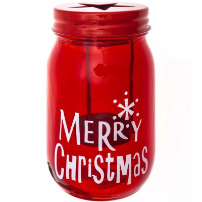 Teelichthalter Merry Christmas rot 14x7,5cm von idee. Creativmarkt