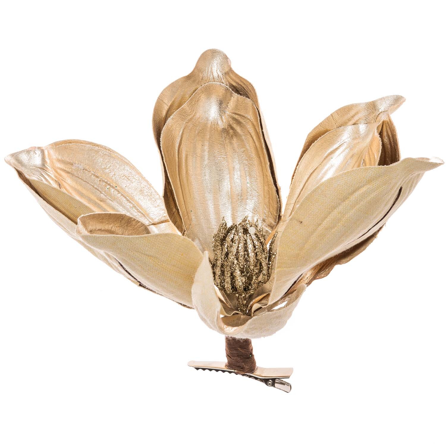 idee. Creativmarkt Deko-Blüte am Clip champagner 21cm von idee. Creativmarkt