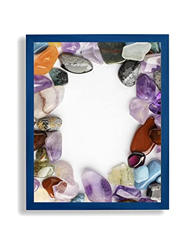 arte-tuo Bilderrahmen Opal N | 20x50 cm | Blau Dunkel gewischt | klares Kunstglas | Poster Puzzle Diamond Painting Drucke von arte-tuo