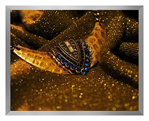 arte-tuo Bilderrahmen Saphir 60x85 cm Alu Criss Cross Optik mit klarem Kunstglas für Poster Puzzle Diamond Painting von arte-tuo