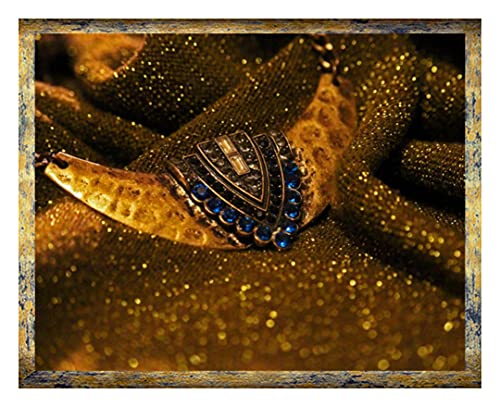 Bilderrahmen Saphir 60x90 cm Blau Gold mit klarem Kunstglas für Poster Puzzle Diamond Painting von ideenwelt24