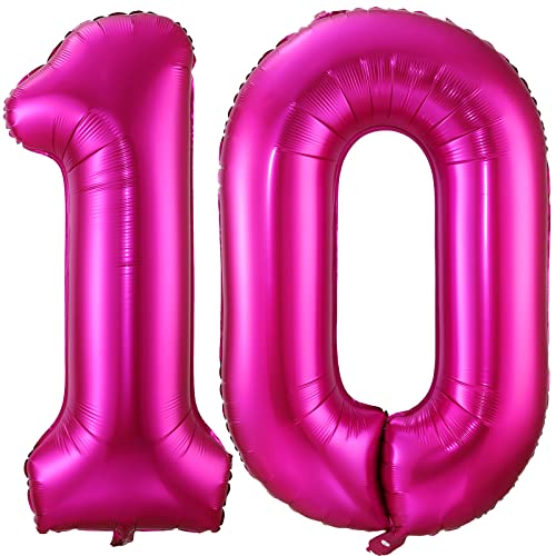 101,6 cm großer Ballon Nummer 10, Heliumfolie, Mylar, riesiger Ballon mit Zahl 10, für Frauen, Geburtstag, Party, Hochzeit, Jahrestag, Dekoration von iefoah