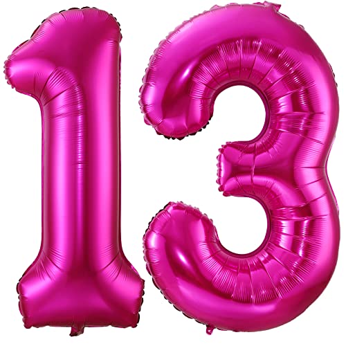 101,6 cm großer Ballon Nummer 13, Heliumfolie, Mylar, riesiger Ballon mit Zahl 13, für Frauen, Geburtstag, Party, Hochzeit, Jahrestag, Dekoration von iefoah