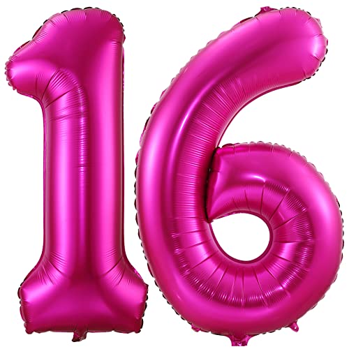 101,6 cm großer Ballon Zahl 16, Heliumfolie, Mylar, riesiger Ballon mit Zahl 16, für Frauen, Geburtstag, Party, Hochzeit, Jahrestag, Dekoration von iefoah