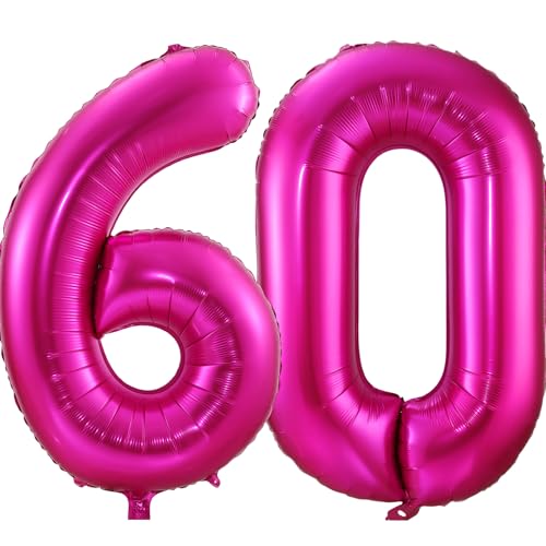 101,6 cm großer Ballon Zahl 60, Heliumfolie, Mylar, riesiger Ballon mit Zahl 60, für Frauen, Geburtstag, Party, Hochzeit, Jahrestag, Dekoration von iefoah