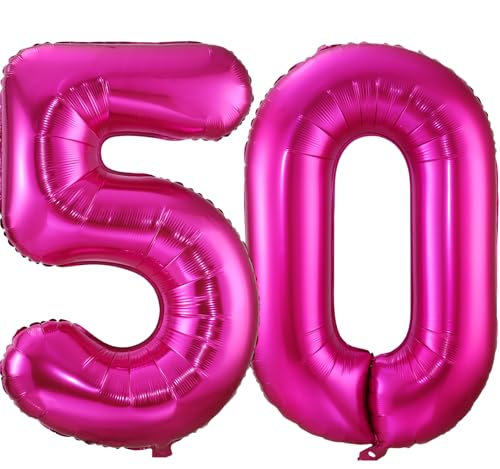 101.6 cm Hot Pink Ballon Zahl 50, Heliumfolie Mylar Riesige Zahl 50 Ballon für Frauen Geburtstag Party Hochzeit Jahrestag Dekoration von iefoah