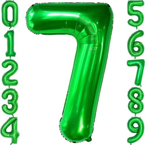 40 Zoll Grün Ballon Zahl 7, Helium Folie Mylar Zahl Ballon für Geburtstag Party Hochzeit Jahrestag Dekoration (Grün, Zahl 7) von iefoah