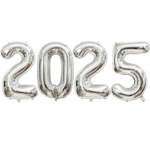 Silberne Zahl 2025 Luftballons, 101,6 cm große Helium-Mylar-Folie, silberfarbene Luftballons für Klasse 2025, Abschlussfeier, Party-Dekoration Silberne Zahl 2025 Luftballons, 101,6 cm große Helium-Mylar-Folie, silberfarbene Luftballons für Klasse 2025, Abschlussfeier, Party-Dekoration von iefoah