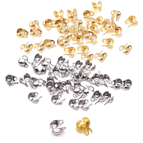 ieron 200 Stück offene Perlen-Spitzen, Knotenabdeckungen, Clamshell-Endkappen, Quetschperlen, Kugelkettenverbinder, Verschluss für Schmuckherstellung, 3,3 x 6,3 mm von Ieron