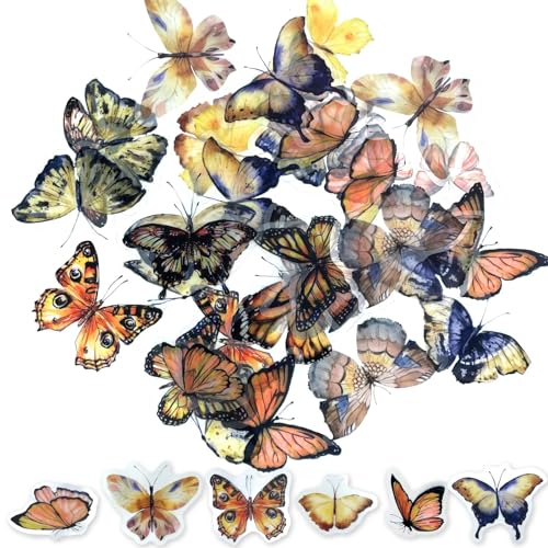 ieron 80 Stück Schmetterlings-Aufkleber, DIY Kunst selbstklebende Notizpapier-Aufkleber mit 40 Stilen, mehrfarbige Schmetterlinge, Aufkleber für Tasse, Scrapbooking, Basteln, Notizbuch, Wand, Fenster von Ieron