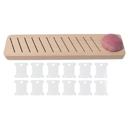 Ieron Premium-Spulenständer für Stickgarn. Stickgarn-Organizer aus Buchenholz mit 12 Nadelhaltern (rechteckig) von Ieron