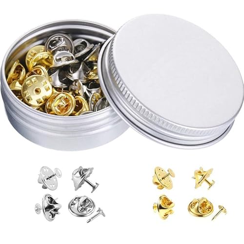 ieron Schmetterlings-Clutch, Kupfer-Brosche, Ersatz mit Dornennadel für DIY-Schmuckherstellung, 25 Stück Silber und 25 Stück Gold, mit Aufbewahrungsbox, 50 Stück von Ieron