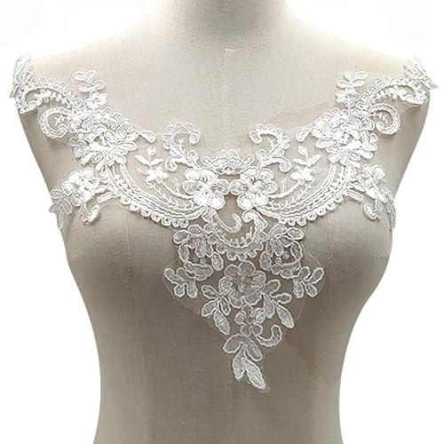 ieron Weiße Spitzenapplikation mit V-Ausschnitt, Blumenmuster, Brautschmuck, Hochzeit, Spitzenmotiv, zum Nähen, für Schaukel, Basteln, Kostüme, Kleidung ieron Weiße Spitzenapplikation mit V-Ausschnitt, Blumenmuster, Brautschmuck, Hochzeit, Spitzenmotiv, zum Nähen, für Schaukel, Basteln, Kostüme, Kleidung von Ieron