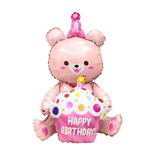 Bären Folienballon, Bärenform Luftballons, Folien-Partyballons, Selbststehende Aluminium Folienballons für Geburtstag, Babyparty, Party-Dekorationen (97cm Rosa) von iewrtcin