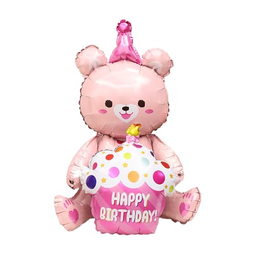 Bären Folienballon, Bärenform Luftballons, Folien-Partyballons, Selbststehende Aluminium Folienballons für Geburtstag, Babyparty, Party-Dekorationen (97cm Rosa) von iewrtcin