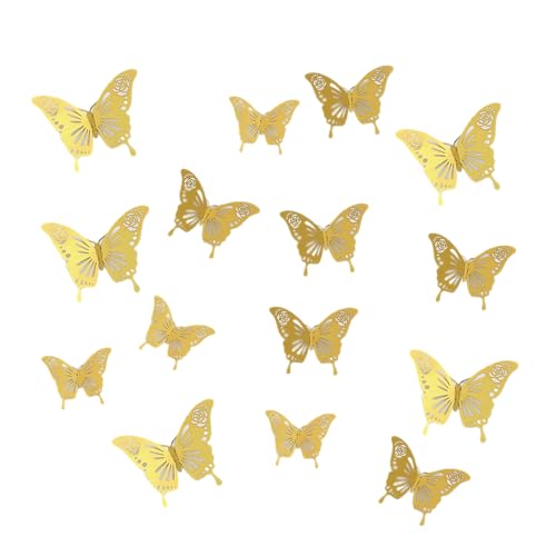 iewrtcin 36 Stück Kuchendekoration, goldfarbene 3D-hohle Schmetterlings-Kuchenaufkleber für Geburtstag, Babyparty, Hochzeitstag von iewrtcin