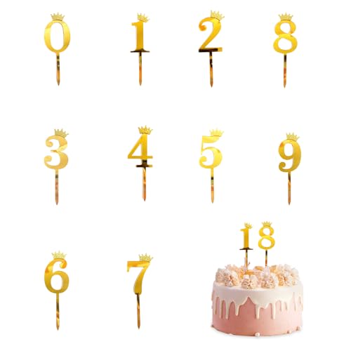 iewrtcin Cake Topper Kucheneinsatz Gold Zahl 0-9 für Geburtstag Hochzeit Ornamente Jubiläum von iewrtcin