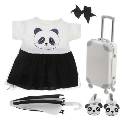 ifundom 1 Satz Puppen Outfit mit Regenschirm Koffer Kleidung und Schuhen Ersatzkleidung für Puppen für Kreative Rollenspiele und Puppenreisen von ifundom