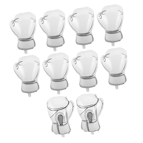ifundom 10 Stück Teiliges Weiße Boxhandschuh-ballons aus Aluminiumfolie Stabile Aufblasbare Partydekoration für Wrestling Sport-mottopartys für Jungengeburtstage und Dynamische von ifundom