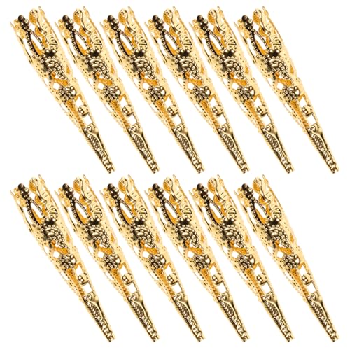 ifundom 100 Stück Lange Trompetenblumenhalter 5-Blättrige Eisenperlenkegel Filigrane Perlenkappen Zum Basteln Von Ohrringen Und Schmuck (Goldfarben) von ifundom